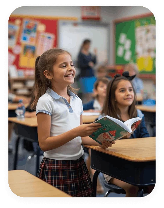 Directora revisando información en tableta